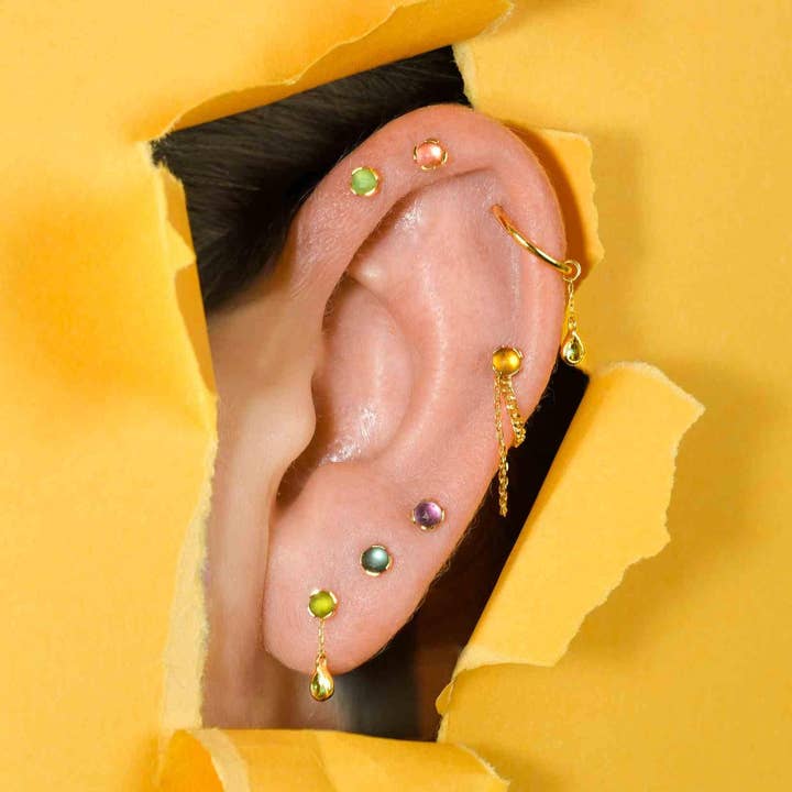 Piercing-zone - Wholesale Single Earring - Peekaboo – Black Spinel Glow – 14K Gold Threadless End1