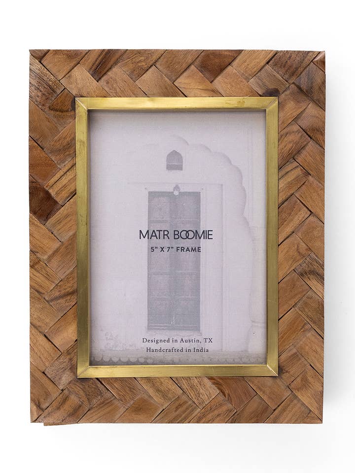 Basu 5x7 Fotoram - Snidat Trä, Mässingsinlägg för wholesale av Matr Boomie Fair Trade