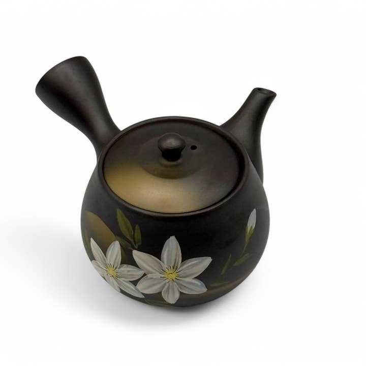 Inoue Tea – wholesale Tea pot – Kaiga Hana Black Tokoname-yaki Kyusu - Japanese Teapot