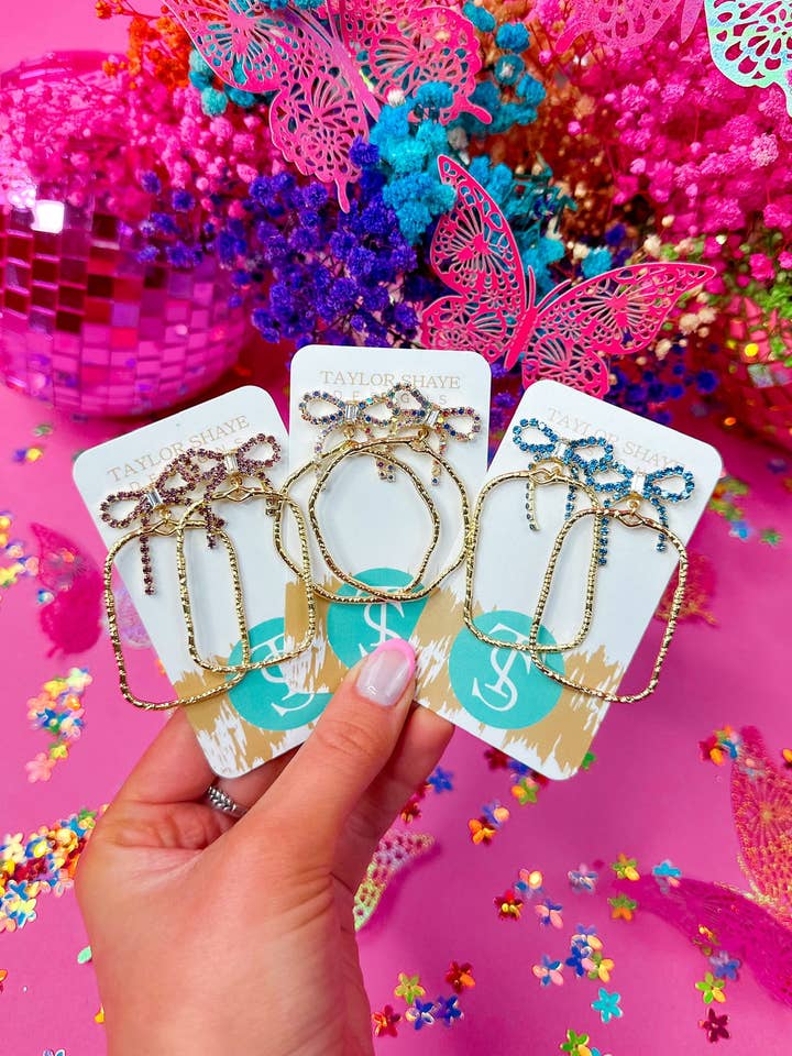 Colorful Nina Bow Hoops for wholesale by Taylor Shaye Designs