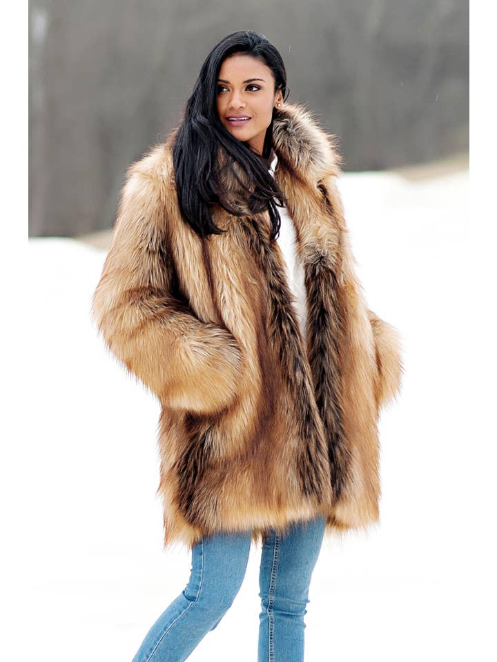 Donna Salyers Fabulous-Furs - Wholesale Fur/Faux Fur Coat - Women's - Faux Fur Shawl Collar Coat