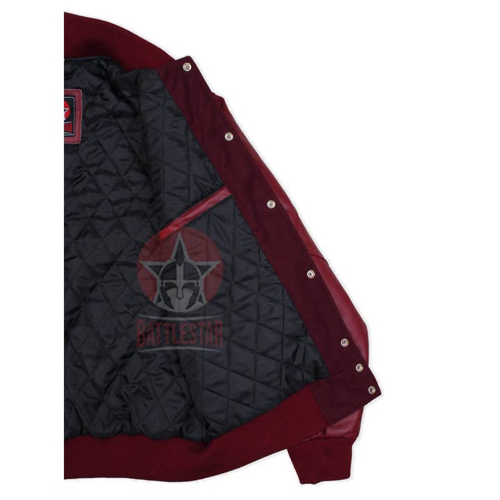 Battlestar Clothing & Gear Co - Wholesale Varsity/Baseball Jacket - Men's - Maroon Wool Leather Trendy Varsity Baseball Jacket