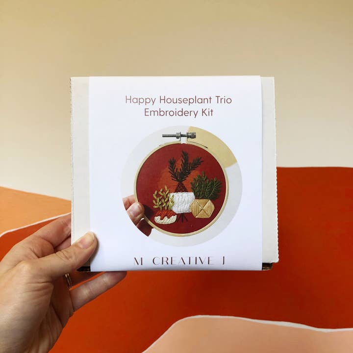 MCreativeJ - Vente Accessoire de broderie/point de croix - Happy Houseplant Trio - Kit de broderie à faire soi-même pour débutants