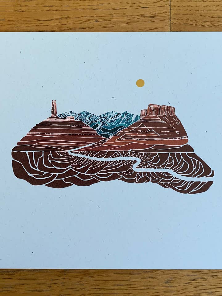 Kokopelli - Desert Art Minimalist Art Earth Tone Moab for wholesale by Bryn Merrell Art