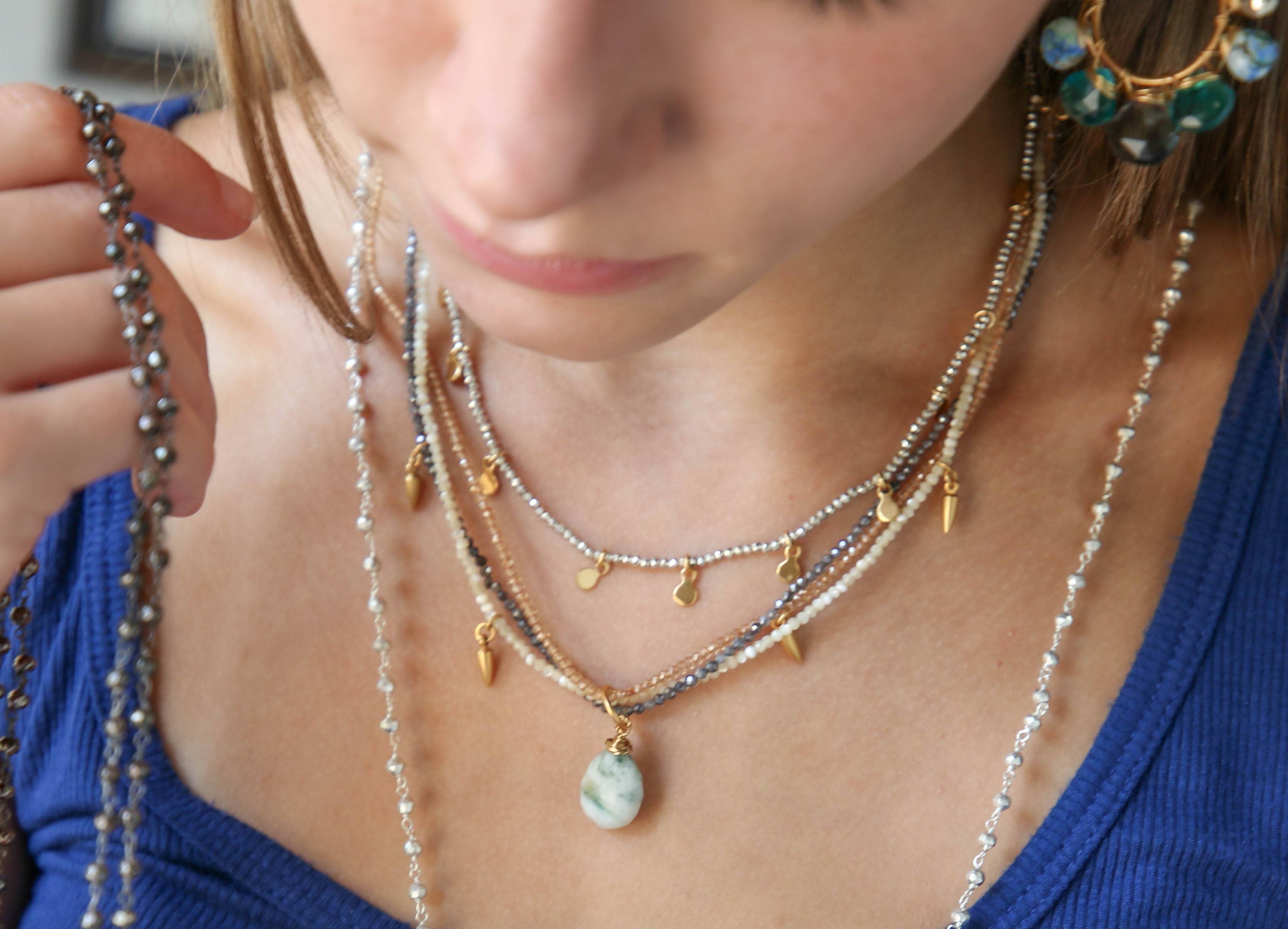 Catherine Page Jewelry - Wholesale Beaded/Pearl Necklace - Spices Triple Strand Necklace in Porcelain Rose2