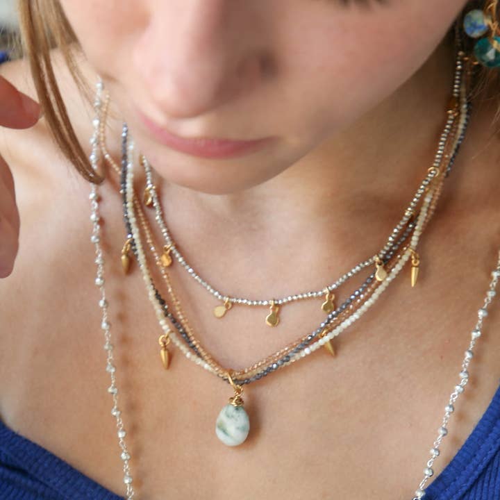 Catherine Page Jewelry - Wholesale Beaded/Pearl Necklace - Spices Triple Strand Necklace in Porcelain Rose2