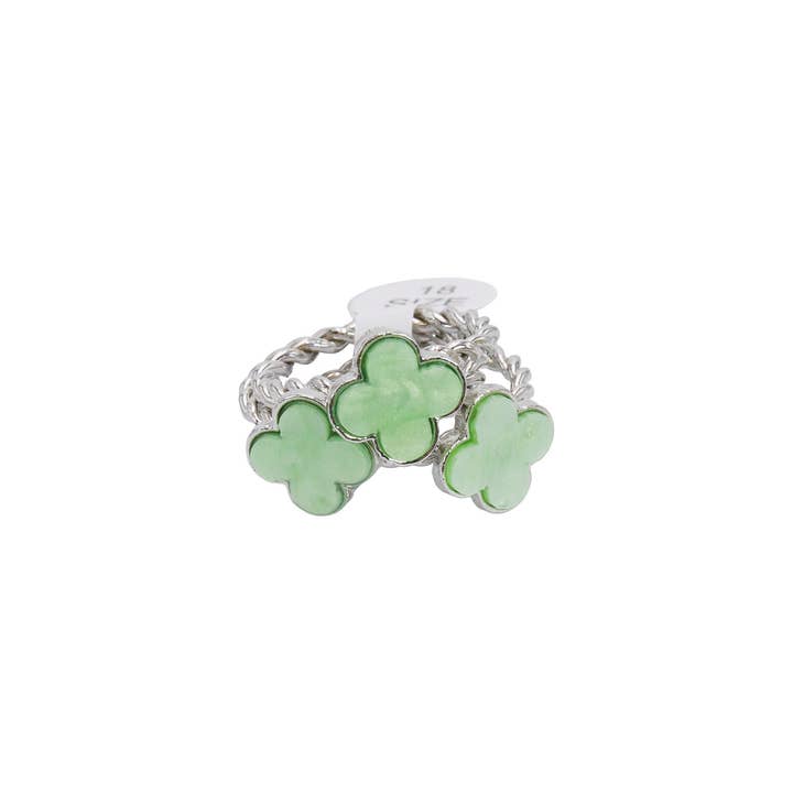 ASSORTED Clover Enamel Stackable Metal Ring - 12 Pcs for wholesale on Faire12
