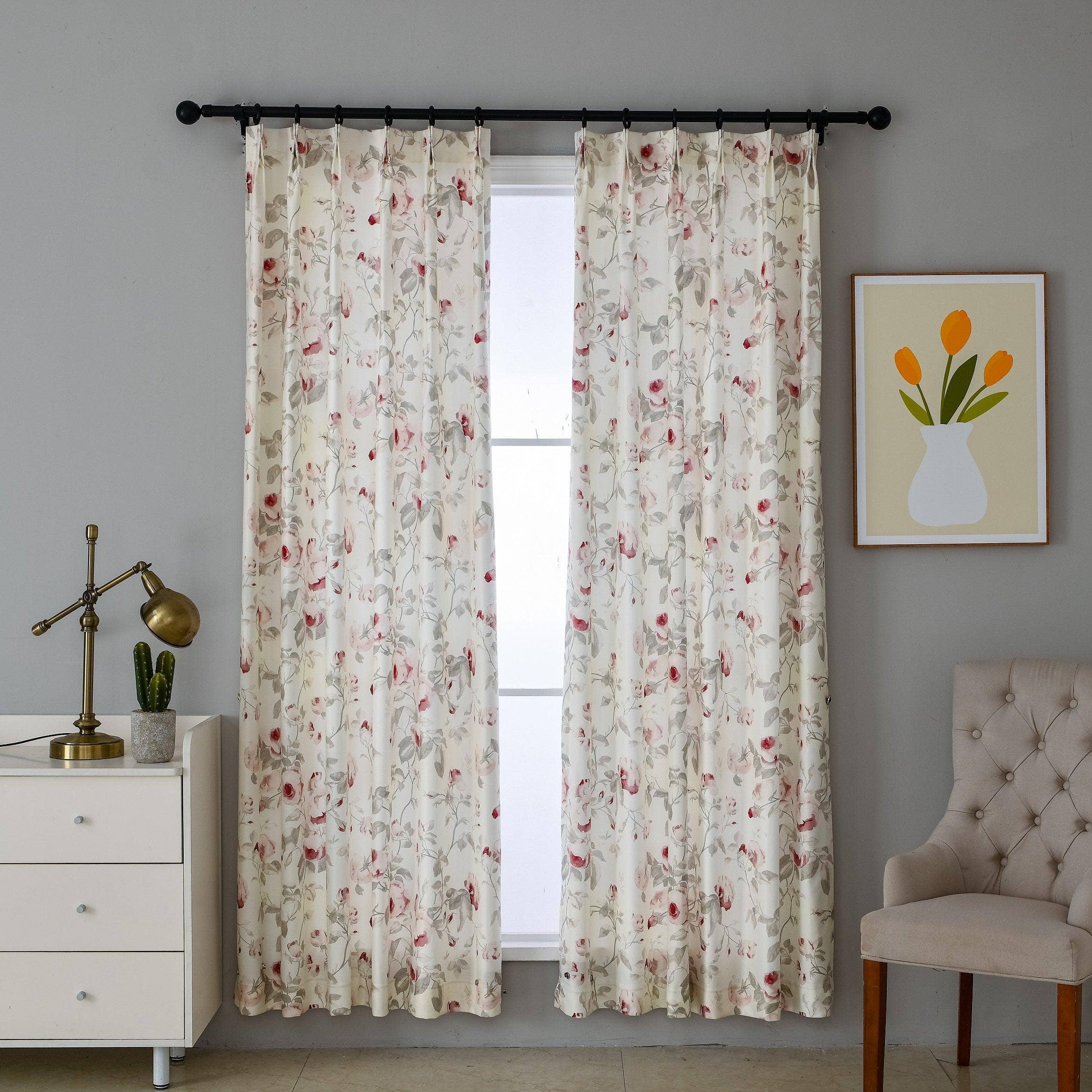 Lanting Home Decor Inc. - Vente Rideaux - Rideau French Vintage Blossom, occultant à 60 %, taille et tête personnalisées, 1 panneau4