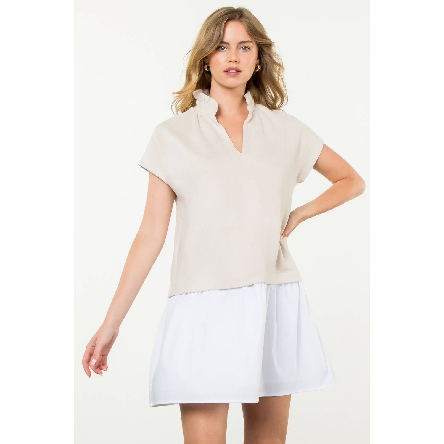 THML – Großhandel Kleid – Damen – Kurzarmkleid aus Veloursleder1