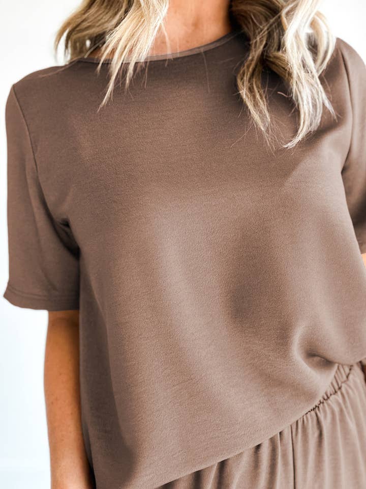 Smoke Gray Solid Color T Shirt 2pcs Wide Leg Pants Set for wholesale on Faire