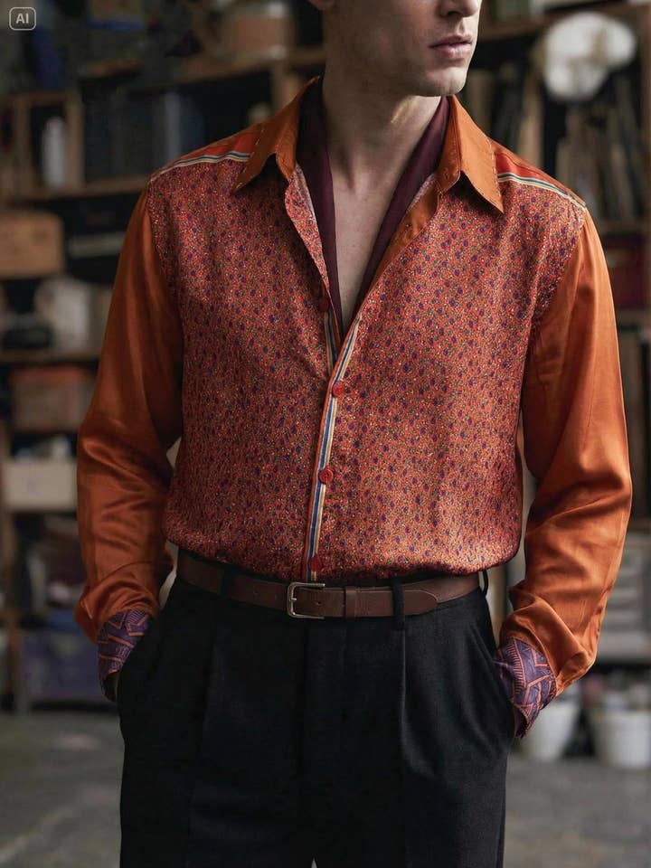 Camisa 100% Seda - Pieza Única - Talla M/L para venta al por mayor de Emile Garçon