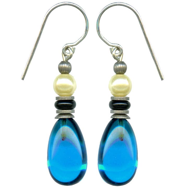 REGNDRÅBER 106 - TURKIS GLAS ØRERINGE, GLASPERLER for engroshandel hos Owen Glass Collection