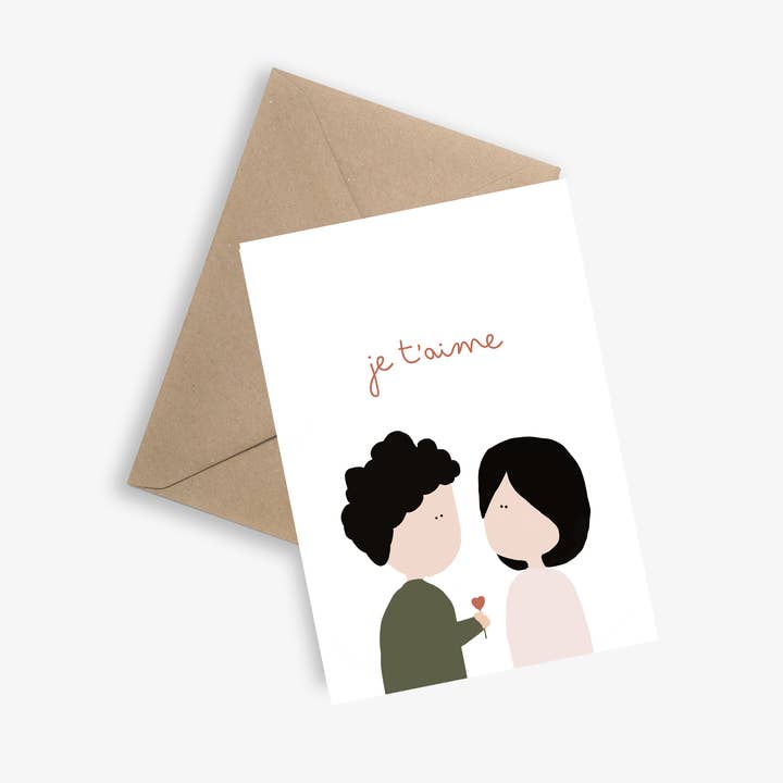 Je t'aime (Je t'aime) - Simple card for wholesale by LE PAPIER GRAPHIQUE