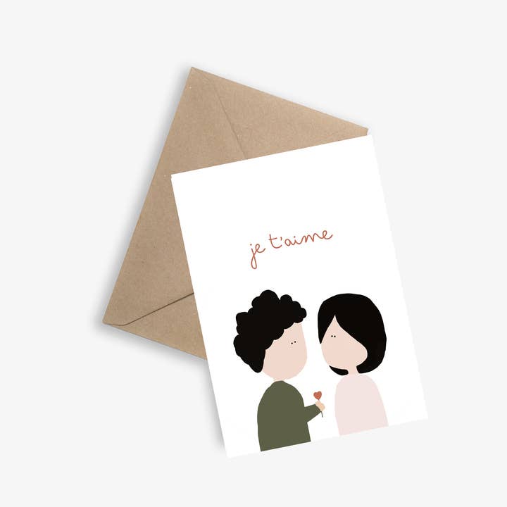 Je t'aime (Je t'aime) - Simple card for wholesale by LE PAPIER GRAPHIQUE