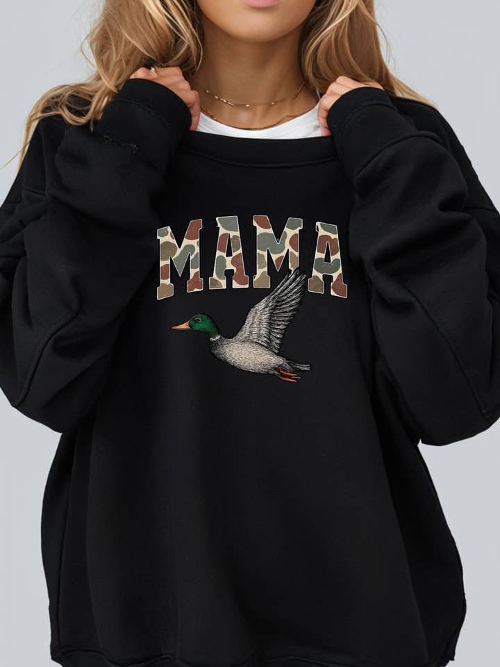 Camo Mama with Mallard Graphic Sweatshirt for wholesale by Ink + Thread