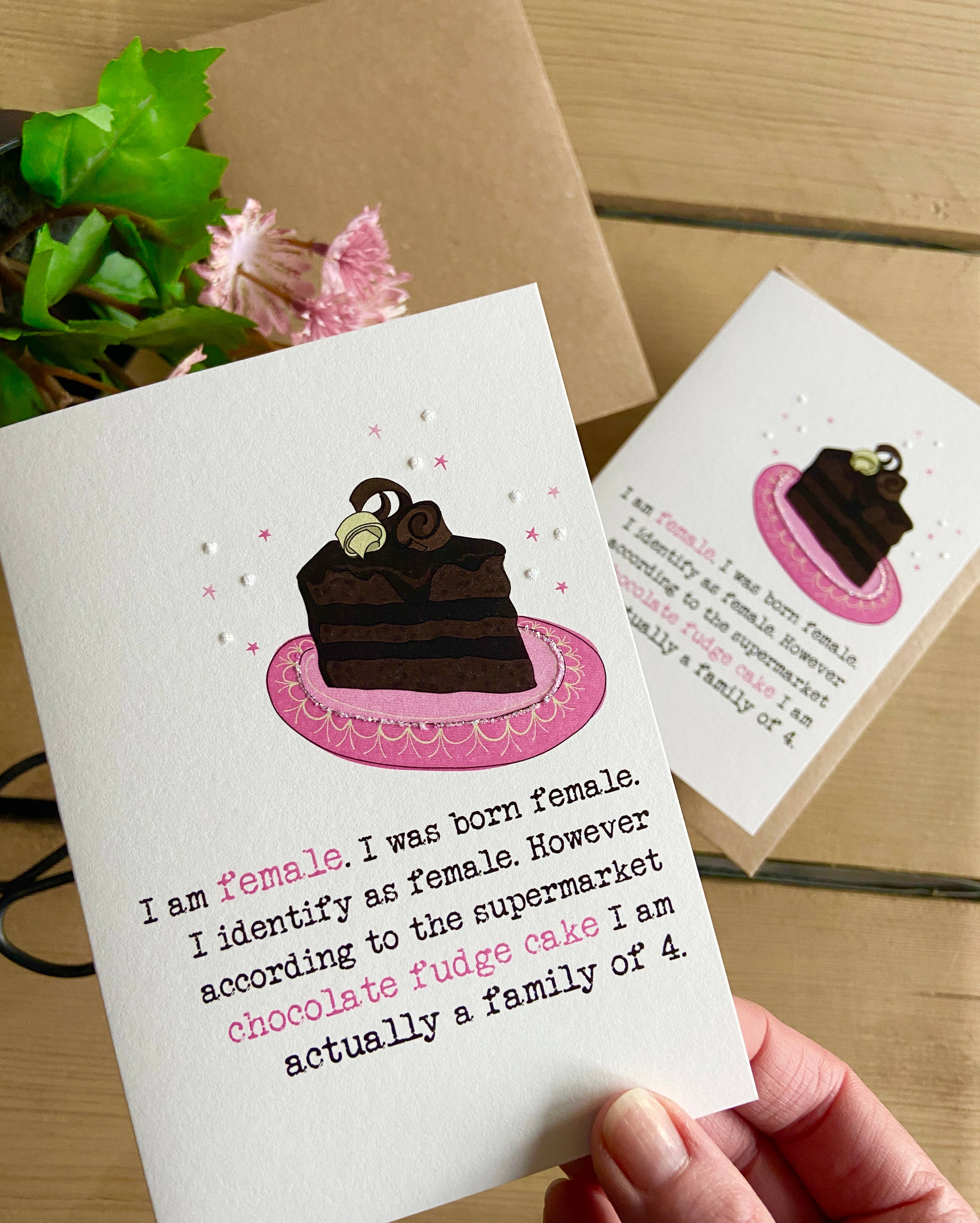 Dandelion Stationery – postal de parabéns por atacado – Bolo de Chocolate Fudge - Família de 4 Pessoas - Cartão de Cumprimentos3