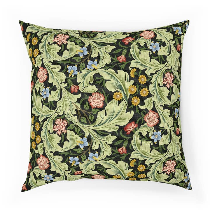 Almofada de Sarja de Algodão inspirada por William Morris - Coleção Leicester (Verde) por atacado de Willy Morris Home Emporium