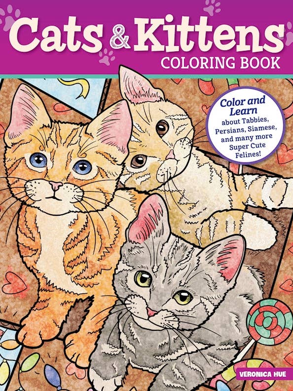 Cats & Kittens Coloring Book - Color and Learn about Cats for wholesale by Fox Chapel Publishing