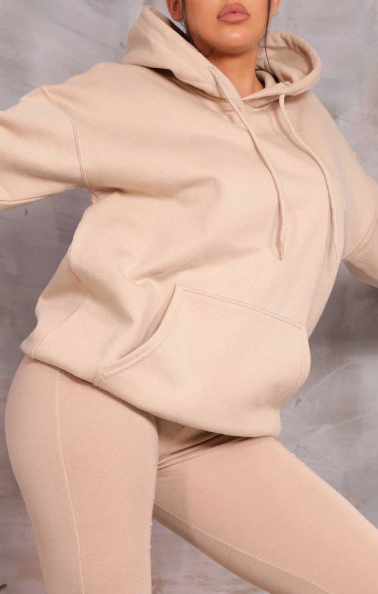 Femme Luxe – Großhandel Hoodie – Damen – Femme Luxe Stone Fleece-Hoodie mit Kordelzug, großer Passform, langen Ärmeln und Fronttasche1