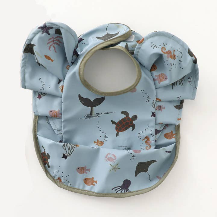 Babete Folho — Azul Dusty com Animais Marinhos por atacado de natureZOO of Denmark