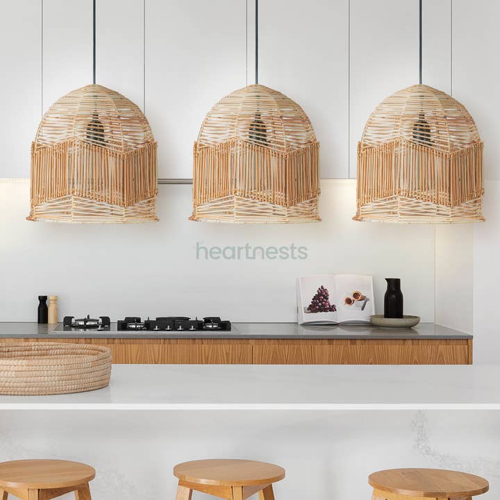heartnests - Wholesale Chandelier/hanging light - Avis Rattan Pendant Light. Boho Decor. Wicker Pendant Light Over Kitchen Island. Living Room, Bedroom Decor