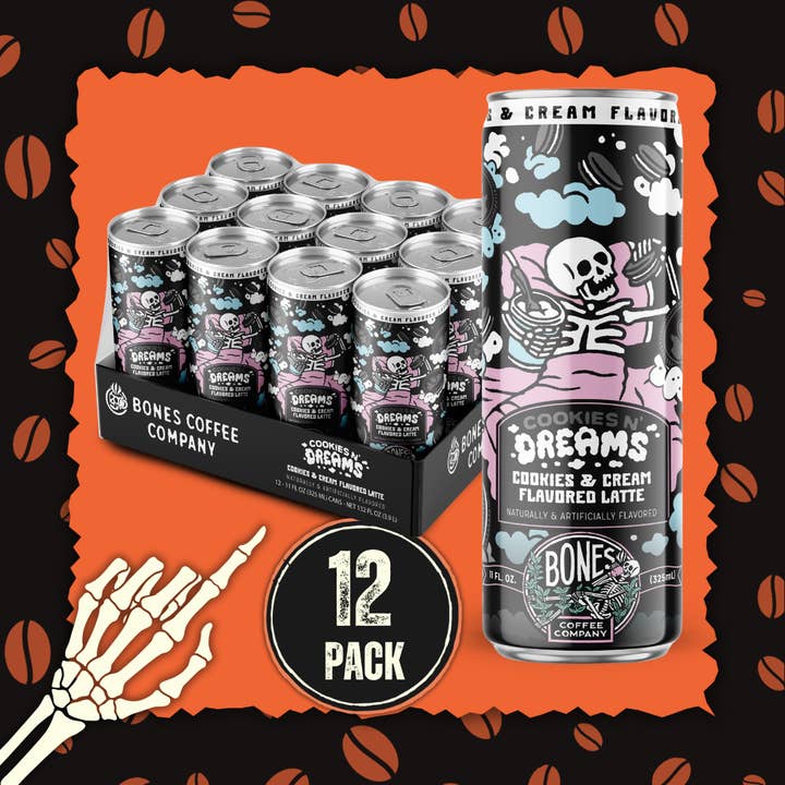 Bones Coffee Company - Wholesale Iced Coffee/Cold Brew - Cookies N' Dreams Latte | 12-Pack | Flavored Coffee