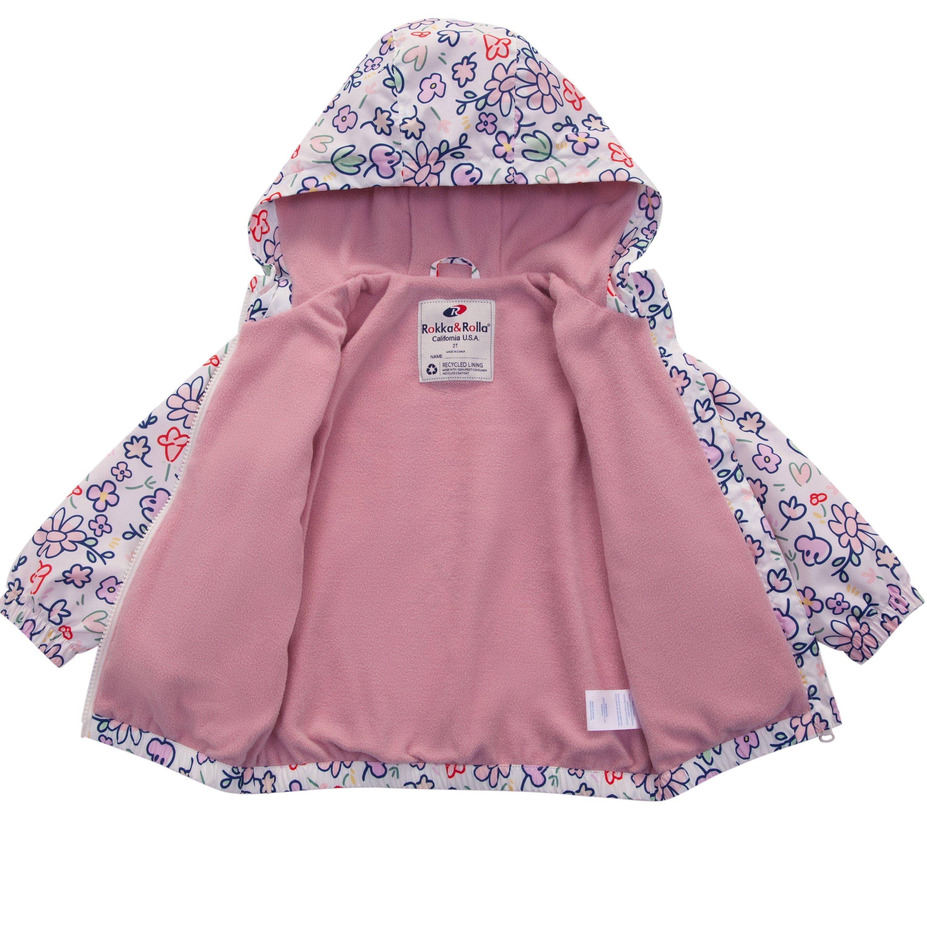 Rokka & Rolla - Wholesale Windbreaker - Kids - Toddler Girls' Fleece Lined Windbreaker Rain Jacket20