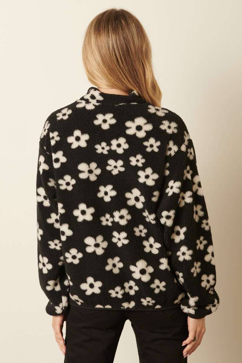 mittoshop - Vente Sweat-shirt – femme - PULL ZIPPÉ EN FOURRURE À MOTIF FLORAL15