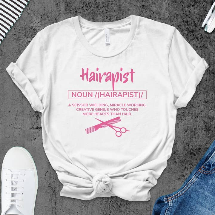 Hairapist Funny Hairdresser T-Shirt, Hairstylist Tee, Salon Worker Gift, Hair Stylist Apparel, Creative Genius Shirt, Hair Salon Top for wholesale by FreakyTeeFactory