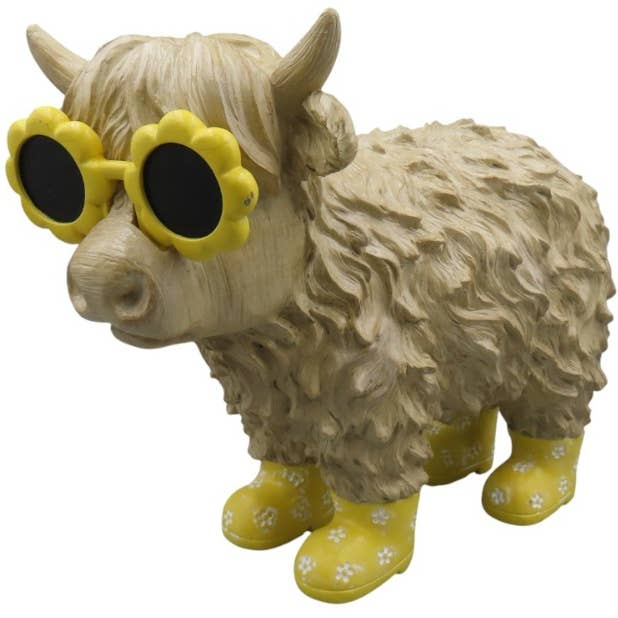 Vaca Highland con gafas de sol, 30 cm para venta al por mayor de Gainsborough Giftware x Portland Living