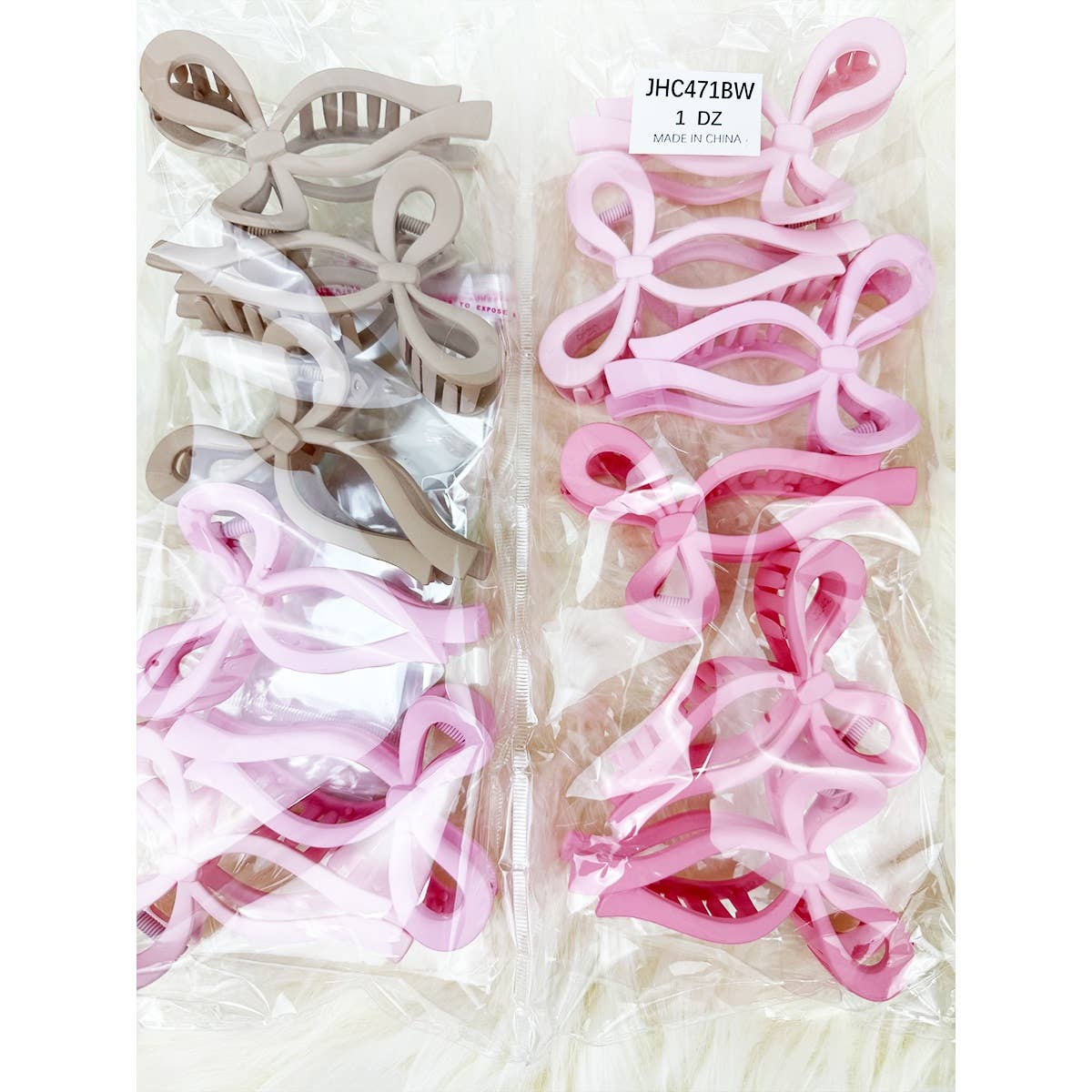 MIX COLOR Assorted Pink and Taupe Shades of Bow Clip for wholesale on Faire13