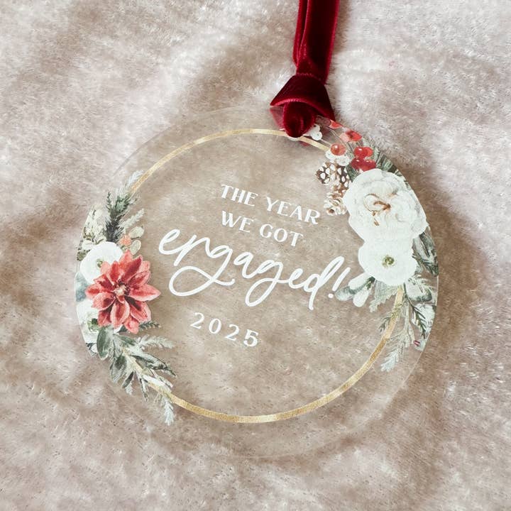The Year We Got Engaged || 2025 Engagement Ornament for wholesale by Plum Grove Design