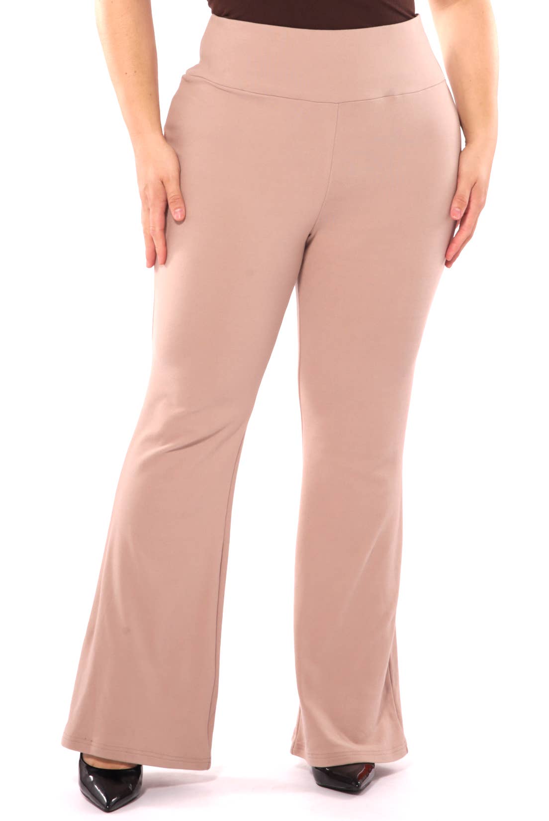 REDFINCH APPAREL INC - Wholesale Pants - Women's - Womens Plus Size High Waist Soft Brushed Flare Pants3