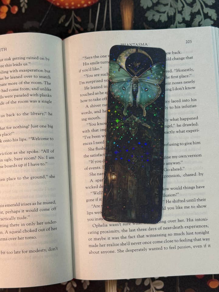 Blue moth bookmark for wholesale by Brinnvill Books