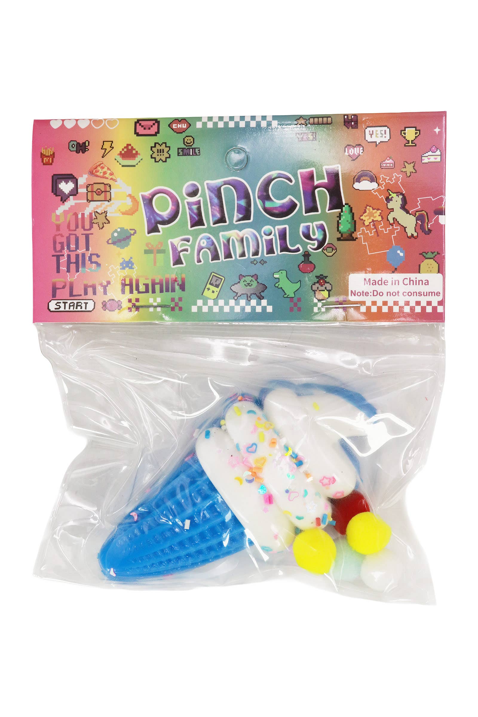 ASSORTED Ice Cream Glitter Sticky Mochi Squishy Bag for wholesale on Faire9