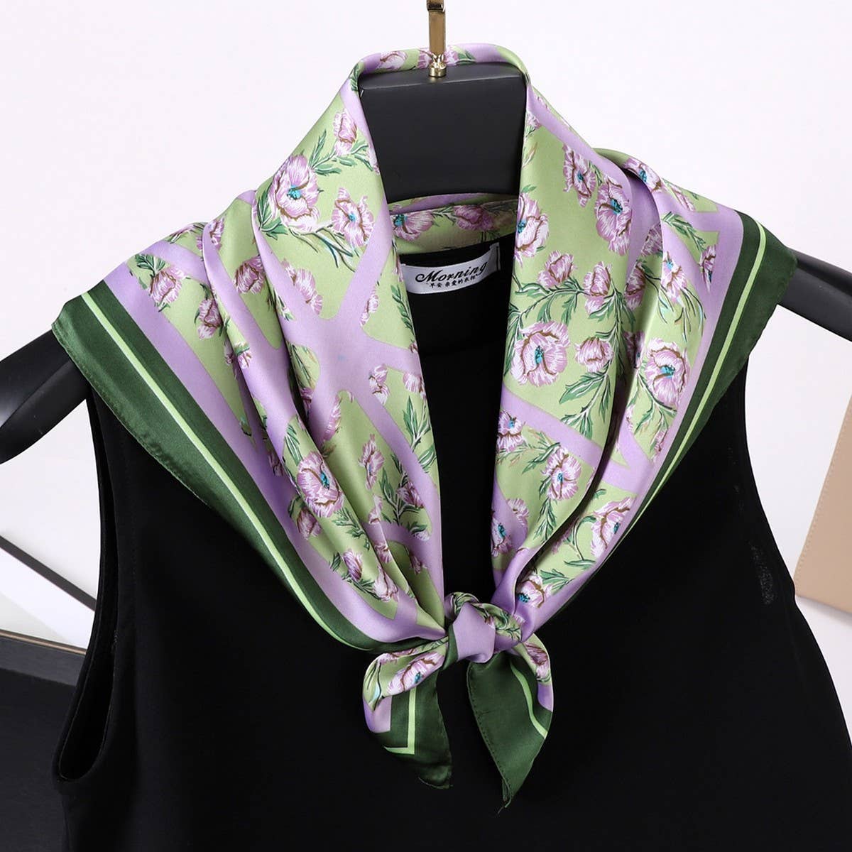 ACCITY - Wholesale Scarf - Women's - Vintage Letter Print Satin Square Scarf for Women_CWASC08093