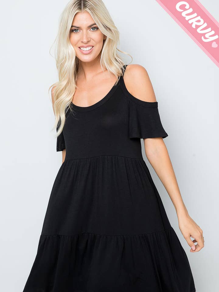 SD5369PL Colder shoulder babydoll dress for wholesale by Sweet Lovely by Jen