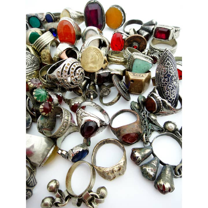 Tika - Wholesale Cocktail/Statement Ring - Vintage Afghan Rings - 10 pc.