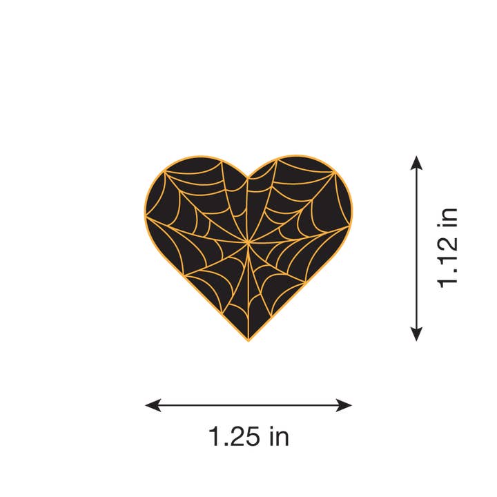 Studio Ten Design - Wholesale Lapel Pin/Button - Black Cobweb Heart Hard Enamel Pin