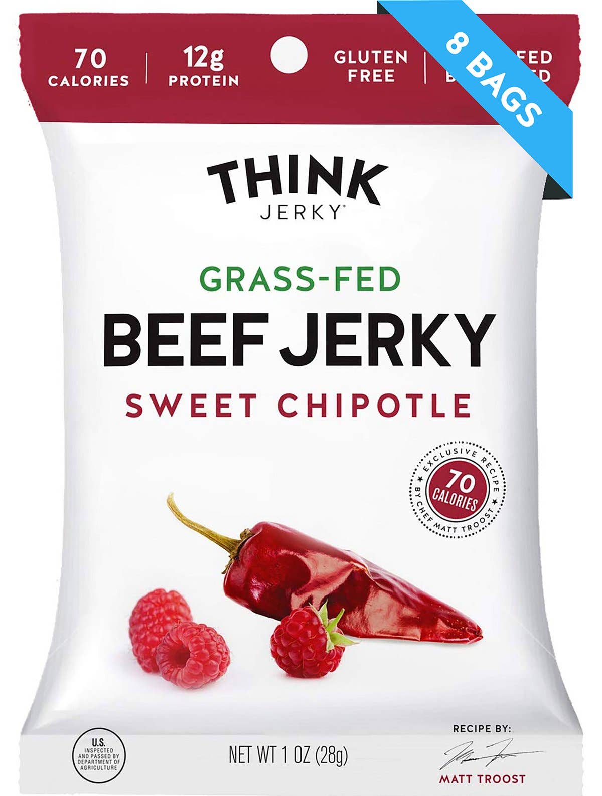 Think Jerky - Vente Viande séchée - Chipotle sucré 100% de boeuf nourri à l'herbe Jerky, 1.0oz2