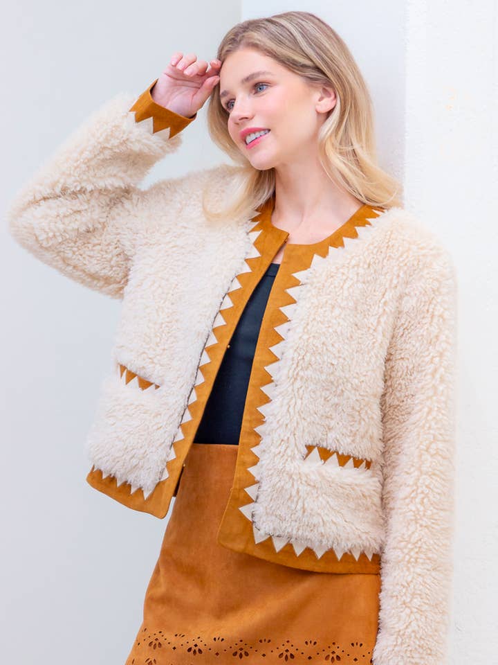 HJ75239T-SUEDE CONTRASTERENDE WESTERN BONTJAS voor wholesale door Taelynn