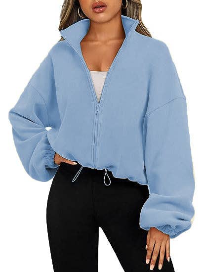 safistyle - Wholesale Jacket - Women's - Zip-Up Drawstring Cropped Jacket1