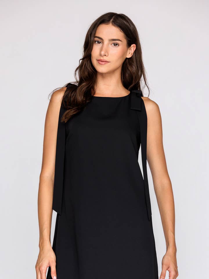 JD7590 - SLEEVELESS MINI DRESS WITH SHOULDER BOW DETAIL for wholesale by STORIA