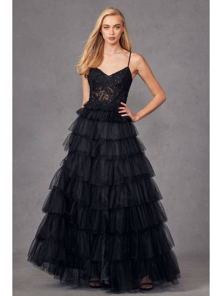 TULE COM BABADOS COM CORPETE DE ESPARTILHO DE RENDA E BAILE COM CADARÇO por atacado de Juliet