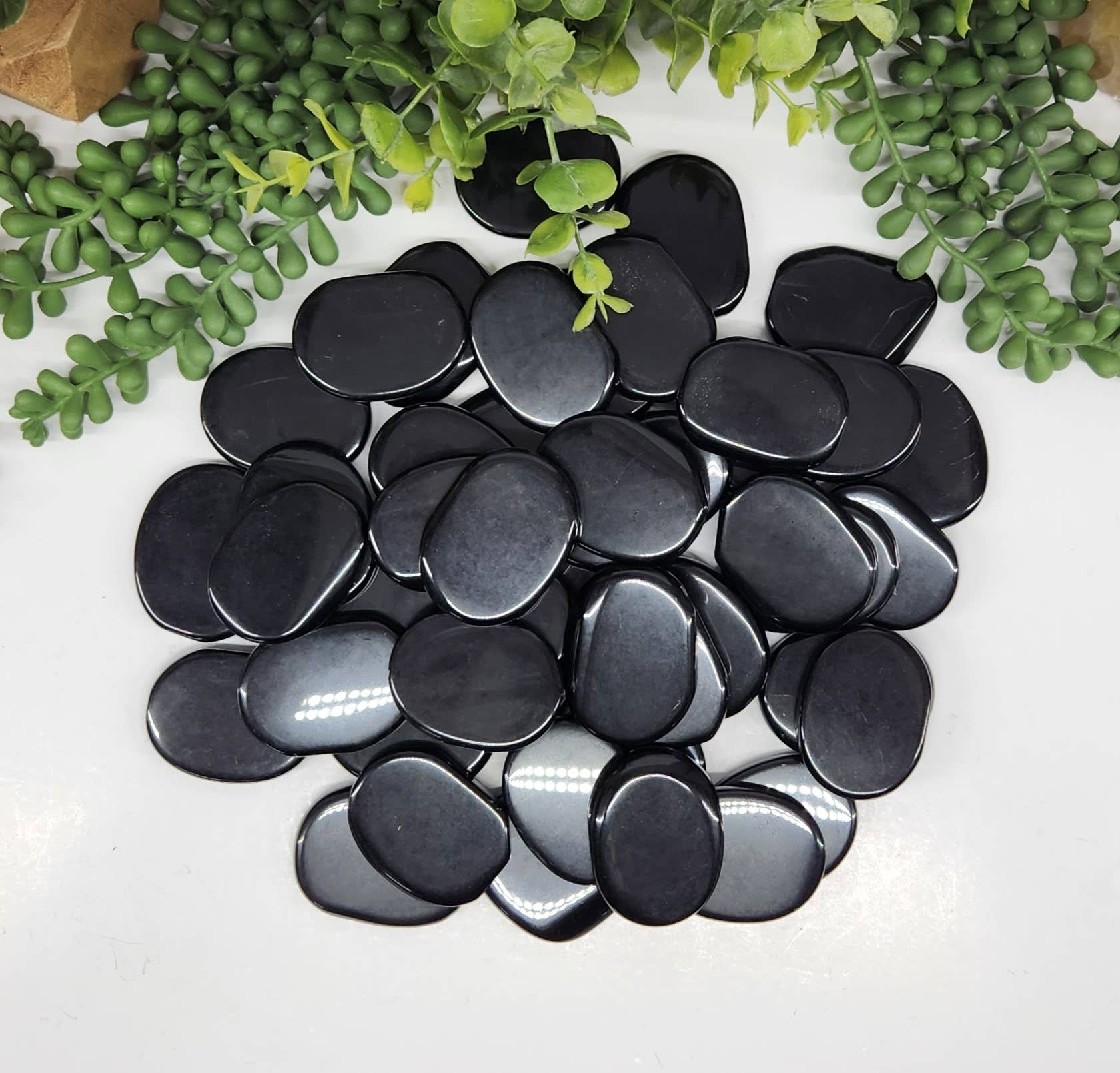 Meraki Gemstones - Wholesale Spiritual Stone/Crystal - Black Obsidian Flat Smooth Stones (0.5kg/1.1lbs)-45x35x7mm2