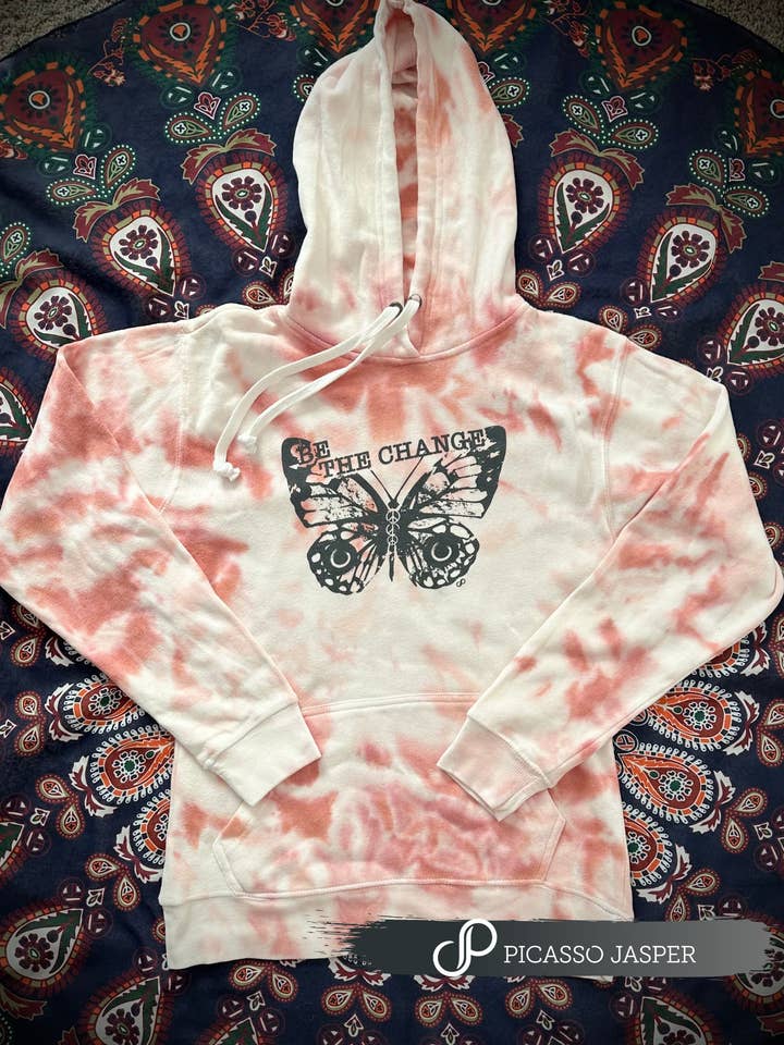 Be the Change: Butterfly, Tie Dye Hoodie for wholesale by Picasso Jasper