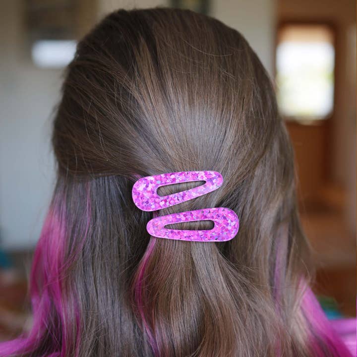 Verdant Moon - Wholesale Hair Clip - Women's - Glitter Hair Clips — Pink, Champagne, Lime Green, Teal, Blue, Black/Pink, Magenta9