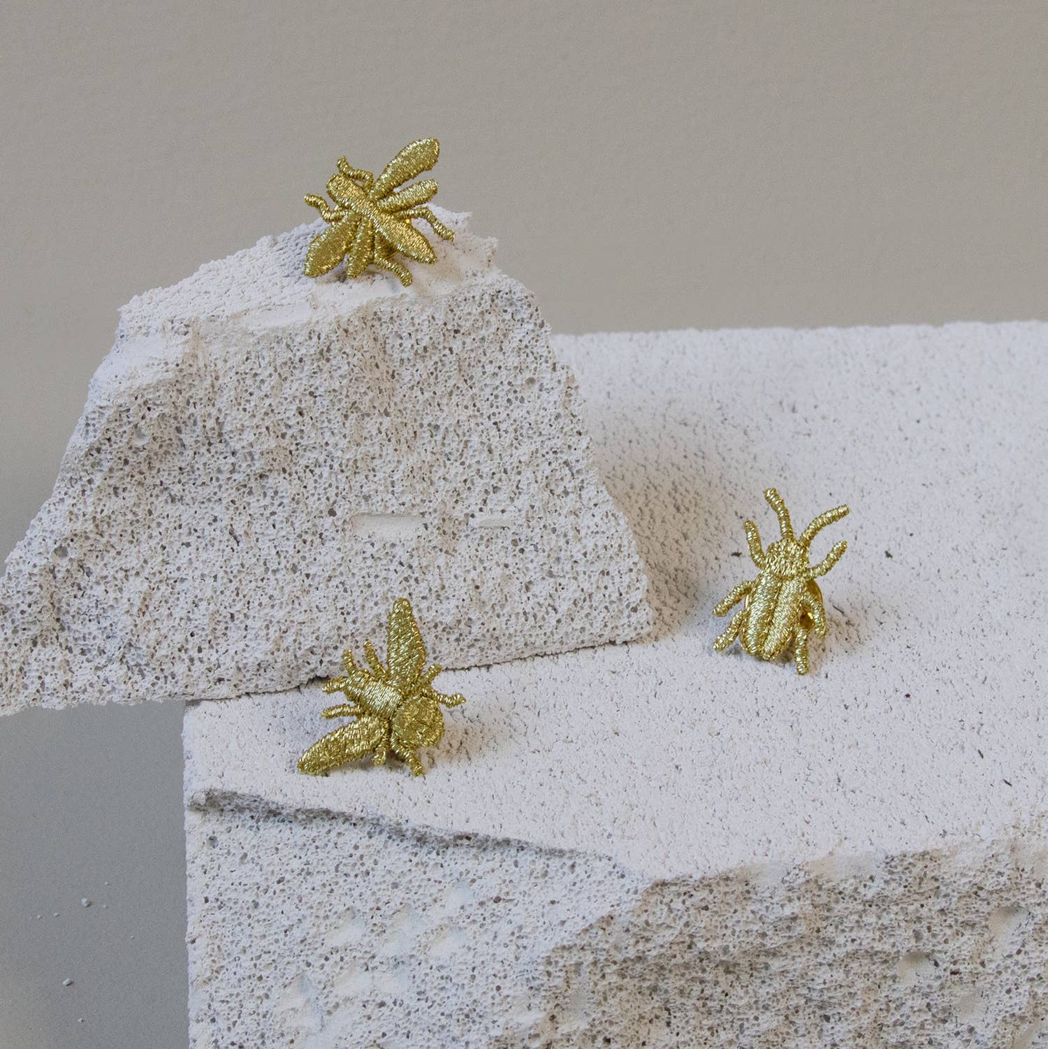 Botanopia USA - gifts , decor and cards for plant lovers - Wholesale Patch - Golden Embroidered Brooches - 3 little Bugs1