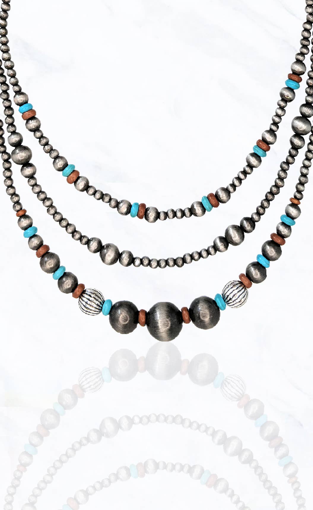 Suzie Q USA - Vendita all'ingrosso Collane di perline/perle - Collana a strati con perline e accenti di turchese0