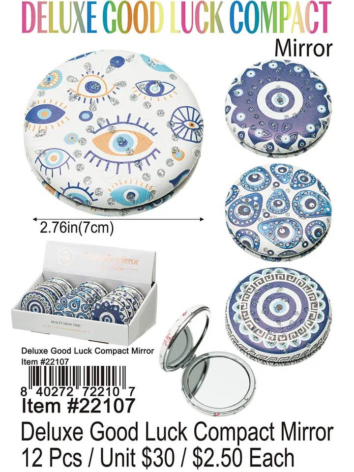 Deluxe Good Luck Compact Mirror . for wholesale by Puka Creations